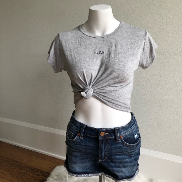 LA Hearts USA PAC SUN Gray T-shirt Top - Picture 1 of 6
